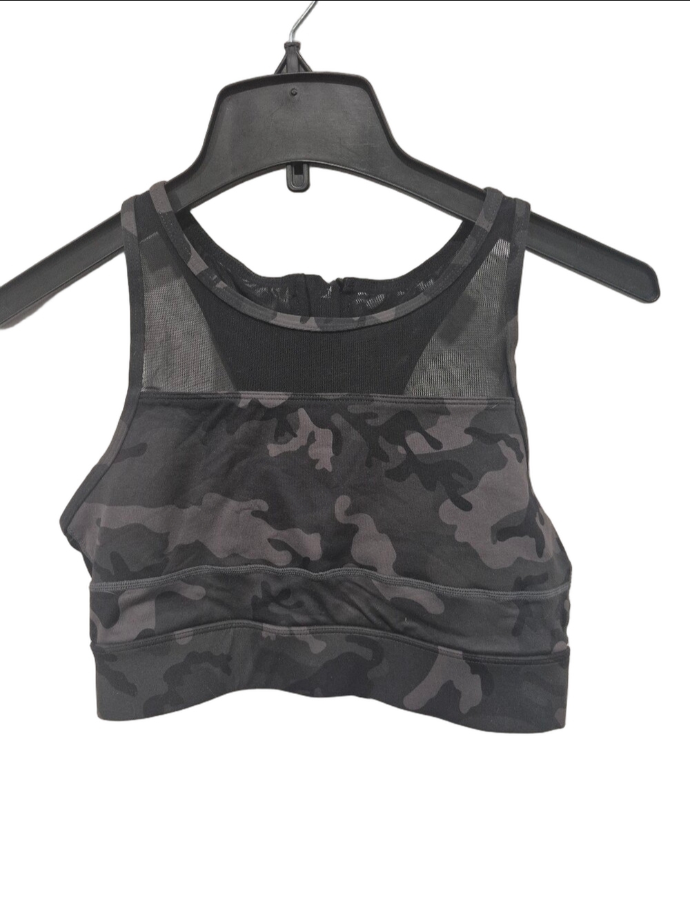 Zyia Active All Star Camo Sports Bra High Neck Mesh Zip Back One More Rep M